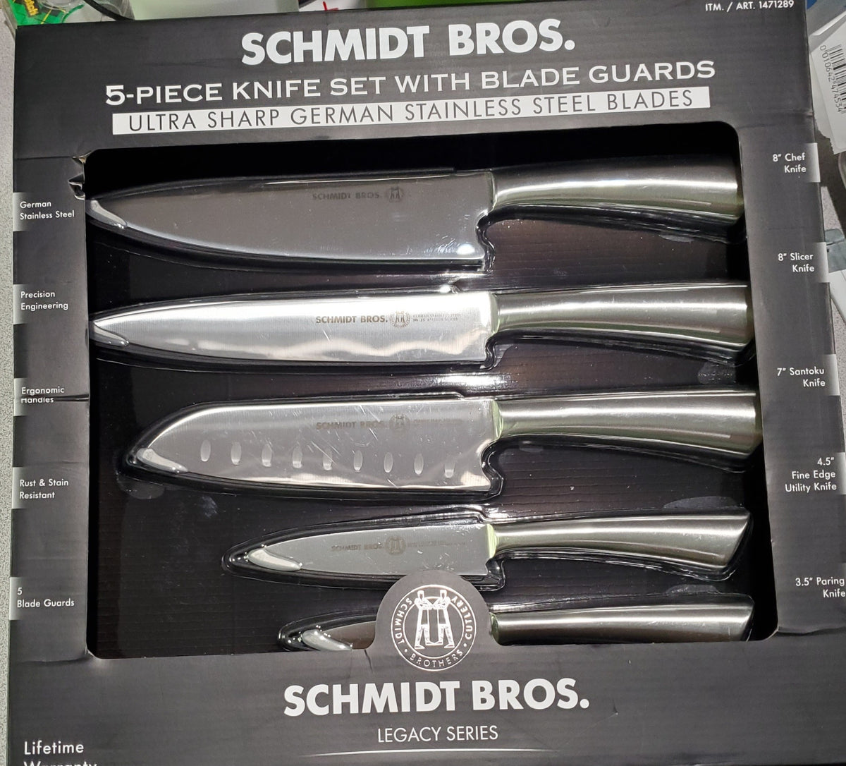 Schmidt Bros Legacy Series, 5 PC Ultra Sharp Knife Set + Blade Guards