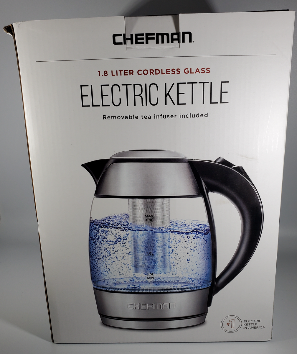 Chefman 1.8 Liter Glass Electric Tea Kettle with Removable Tea