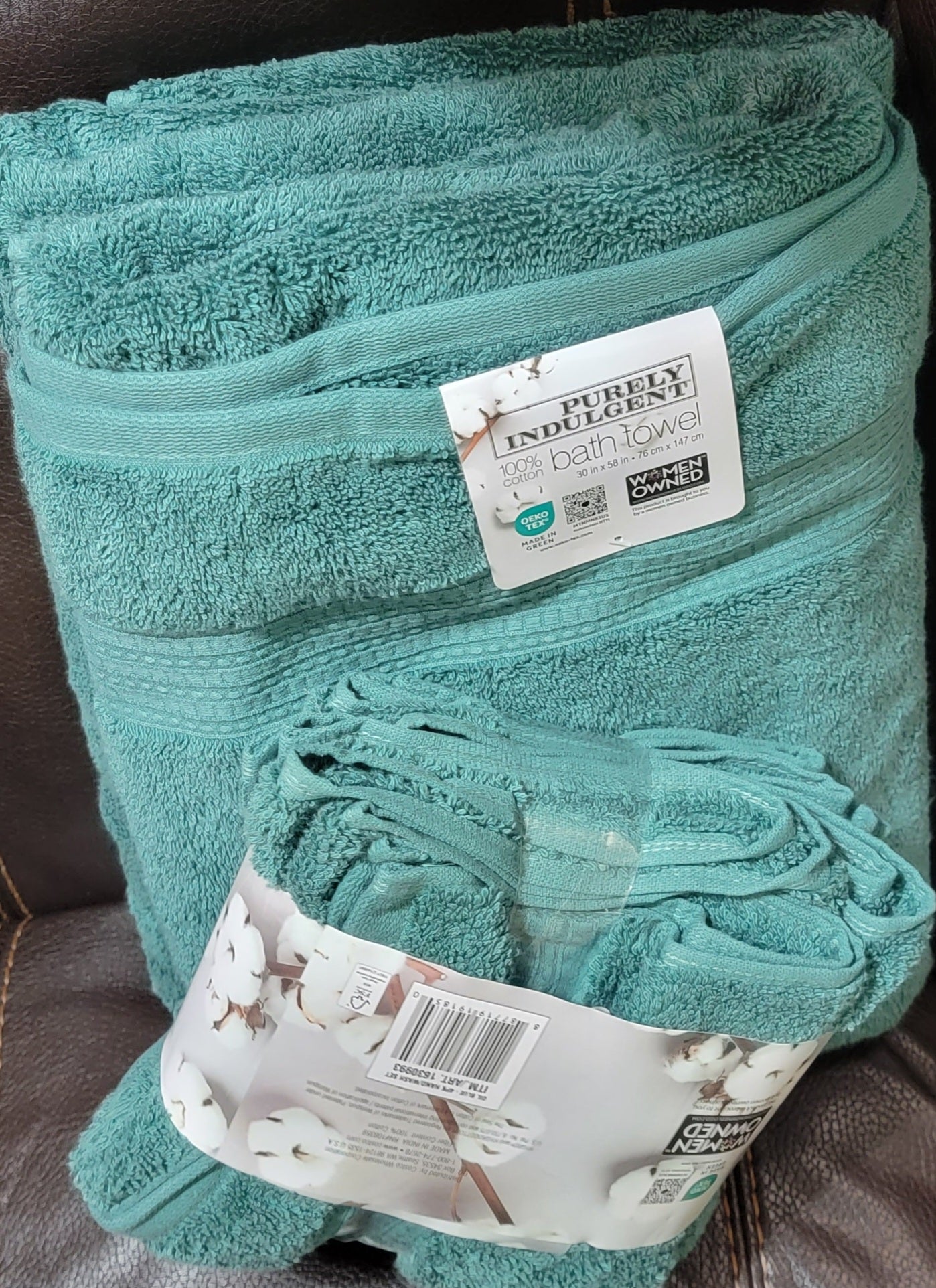 Purely Indulgent 4 Piece Cotton Hand Towel and Wash Cloth Set Blue