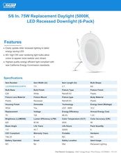 Load image into Gallery viewer, 5/6 in. Integrated LED White Retrofit Recessed Light Trim Dimmable CEC Downlight Daylight 5000K, 6-Pack
