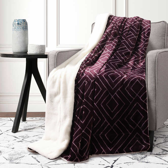 Life Comfort Ultimate Reversible Faux Fur Throw, 60