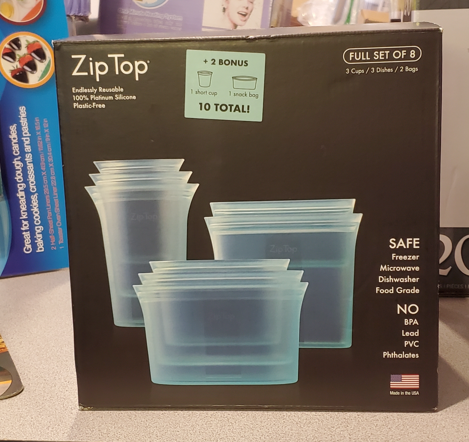 Zip Top Reusable 100% Platinum Silicone Container - Small Cup - Frost