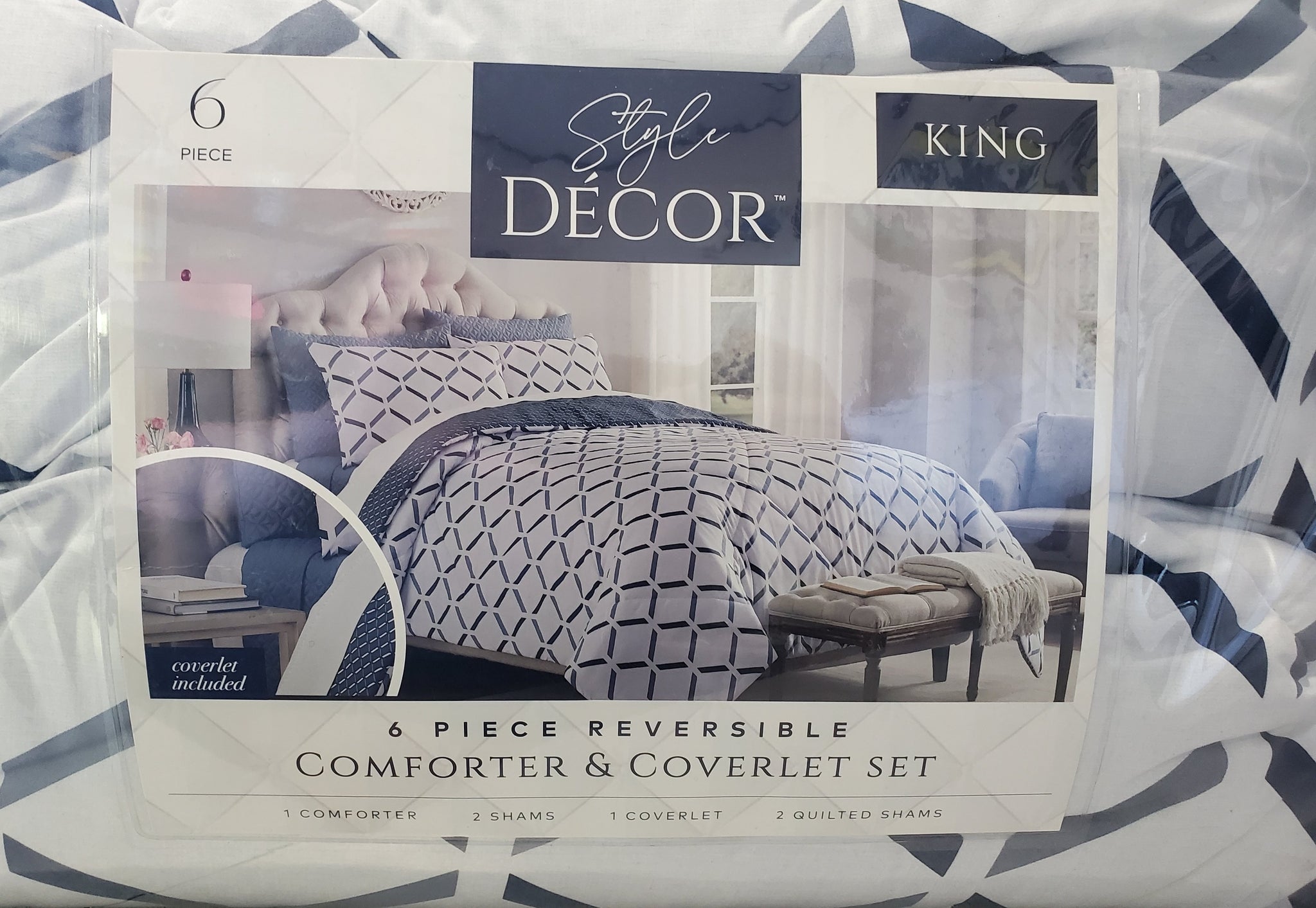 6 piece Style decor reversible comforter and sold coverlet set queen