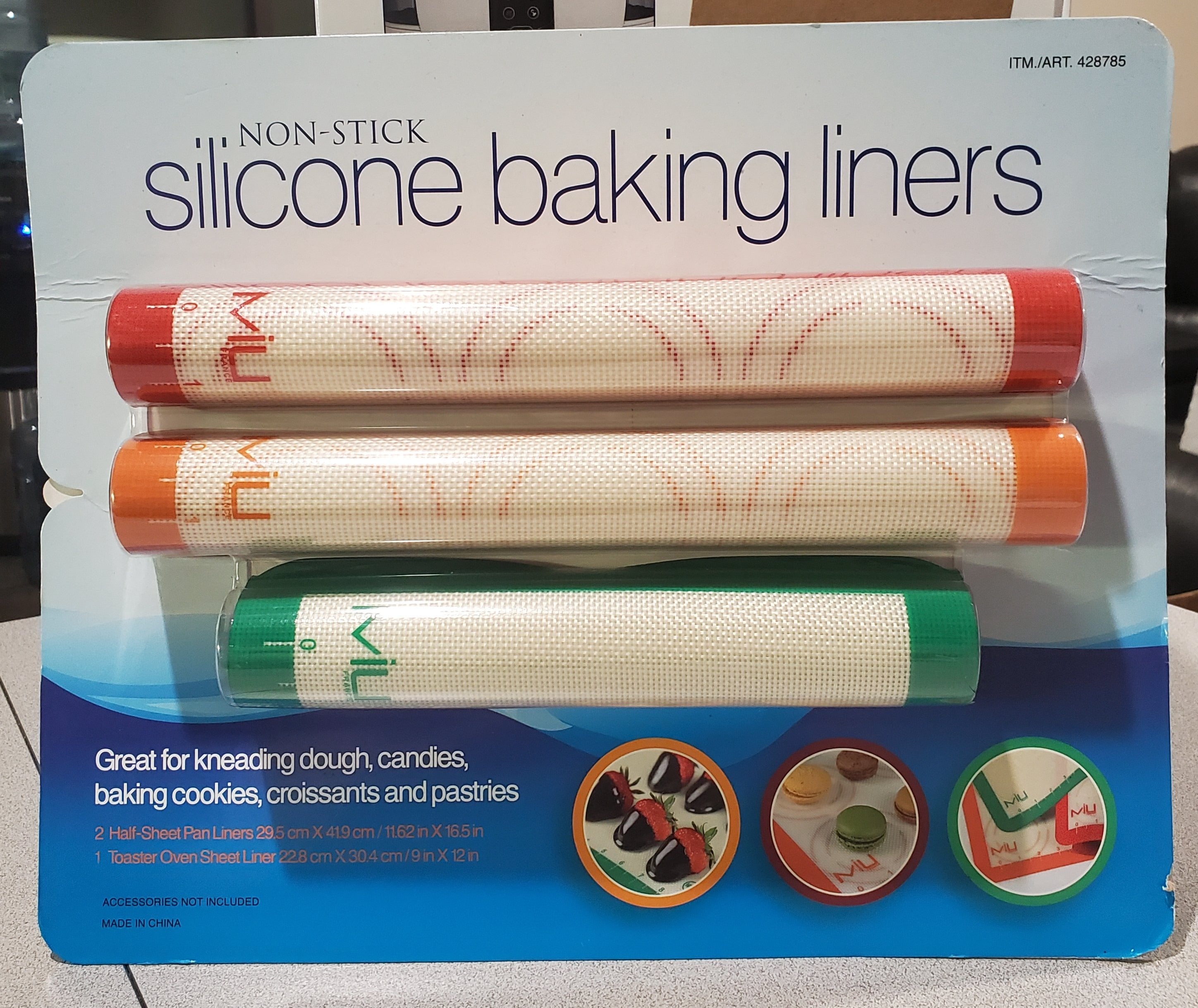 MIU France Three Silicone Baking Liners 2 Cookie Sheets, 1 Toaster Oven  Size
