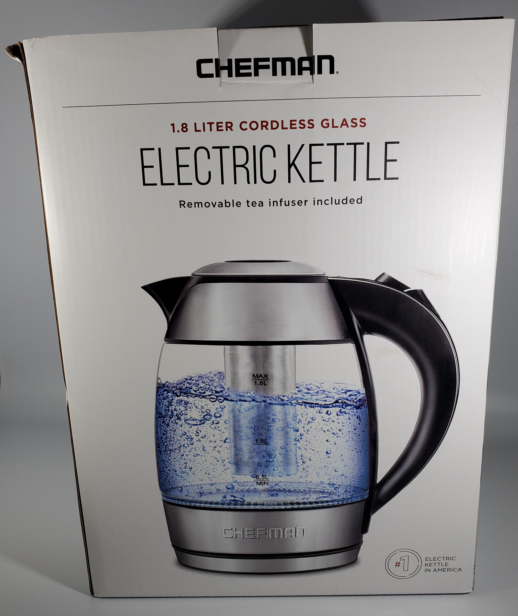 Chefman 1.8 Liter Electric Glass Kettle With Removable Tea Infuser