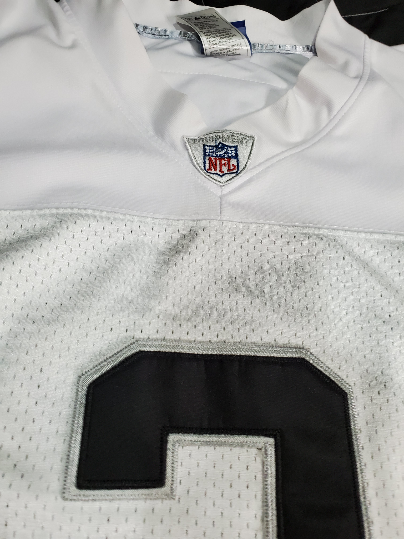 Los Angeles Raiders White Nike Football Jersey with Black Satin Stitched #2 - Vintage