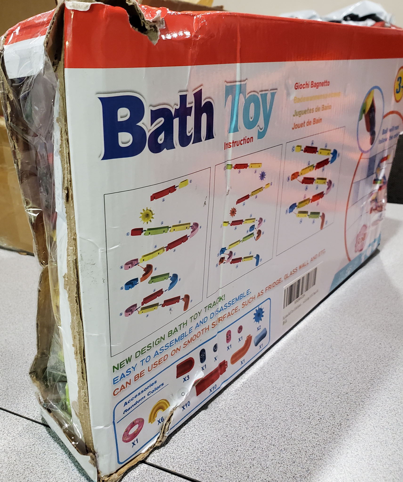 Kids Bath Toys Assemble Set Fun DIY Slide Indoor Waterfall Track Stick to  Wall w